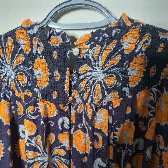 Anthropologie Porridge Darien Tunic Mini Dress Grey Blue Orange Smocked Size S - Picture 5 of 6